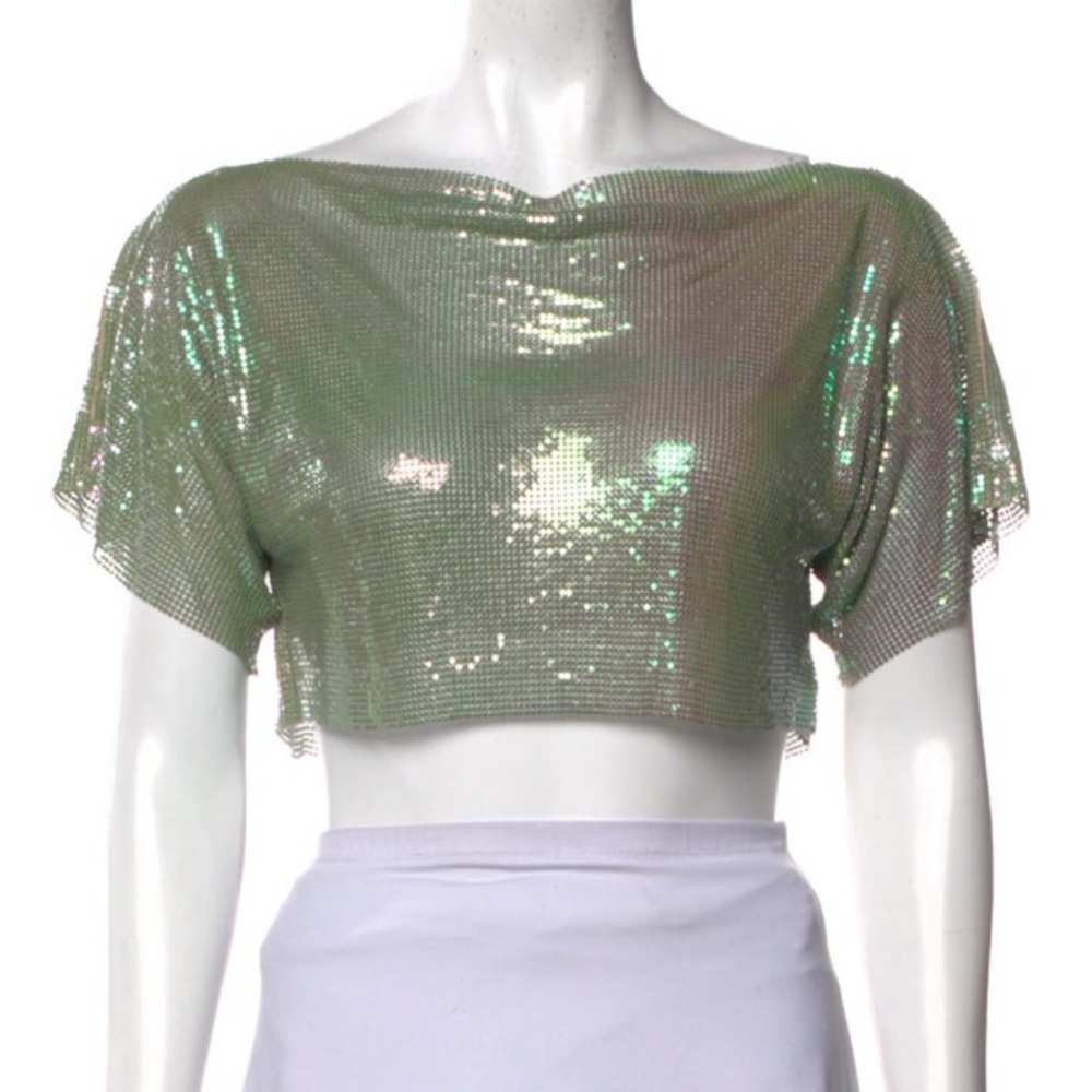 Poster Girl The Jana Crop Top Ultra Serpentine Sz SMALL Iridescent Chainmail